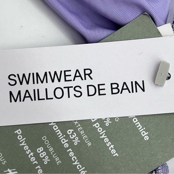H&M Divided Lavender w/Metallic Shimmer Halter Neck/Drawstring Bikini Size XL/L - Picture 8 of 9